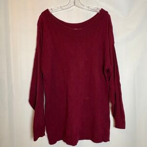 Express Tricot Burgundy Textured Boat Neck Long Sleeve Sweater Womens Medium‎